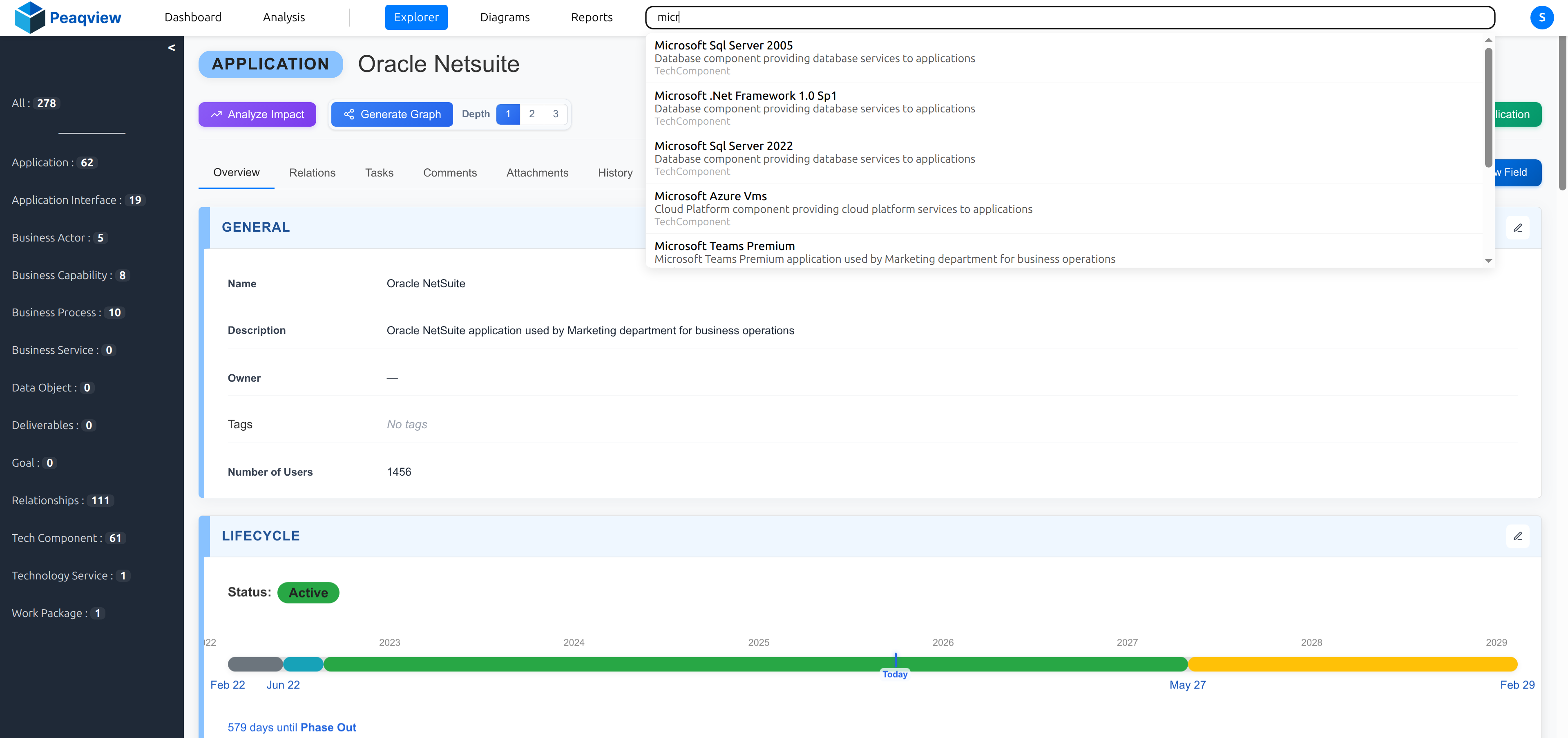 EA Explorer showing fast object search and detailed ID cards